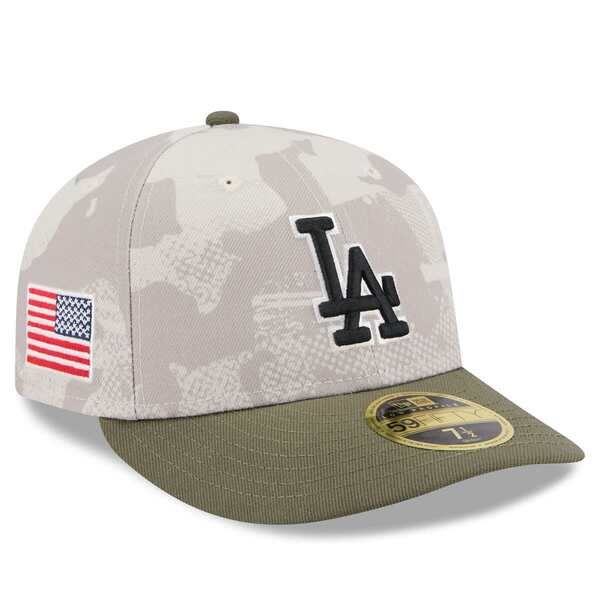 ニューエラ メンズ アクセサリー 帽子 Mens New Era Light BeigeOlive Los Angeles Dodgers 2025 Armed Forces Day Low Profile 59FIFTY Fitted Hat Light B