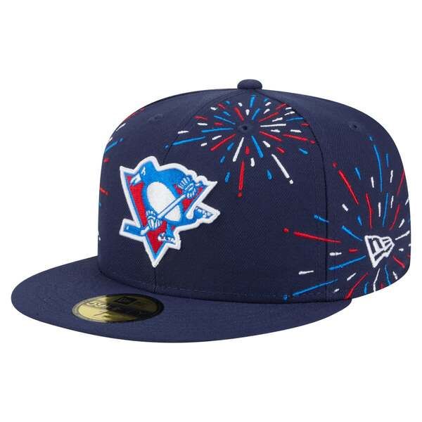 ニューエラ メンズ アクセサリー 帽子 MensNew Era Navy Pittsburgh Penguins Americana Fireworks 59FIFTY Fitted Hat Navy ネイビー