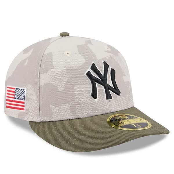 ニューエラ メンズ アクセサリー 帽子 Mens New Era Light BeigeOlive New York Yankees 2025 Armed Forces Day Low Profile 59FIFTY Fitted Hat Light Beig