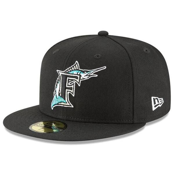 ニューエラ メンズ アクセサリー 帽子 ウール Mens New Era Black Florida Marlins Cooperstown Collection Wool 59FIFTY Fitted Hat Black ブラック