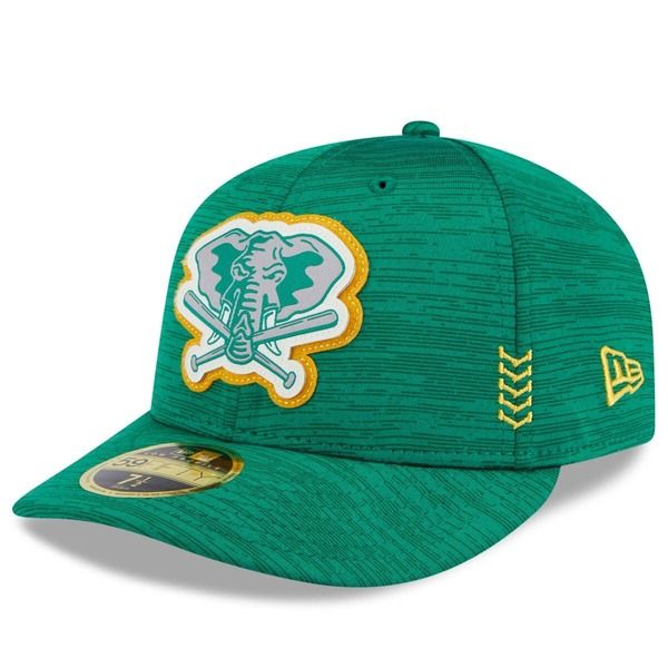 ニューエラ メンズ アクセサリー 帽子 Mens New Era Green Oakland Athletics 2024 Clubhouse Low Profile 59FIFTY Fitted Hat Green グリーン
