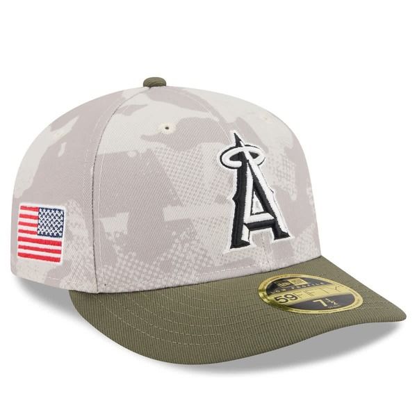 ニューエラ メンズ アクセサリー 帽子 Mens New Era Light BeigeOlive Los Angeles Angels 2025 Armed Forces Day Low Profile 59FIFTY Fitted Hat Light Be