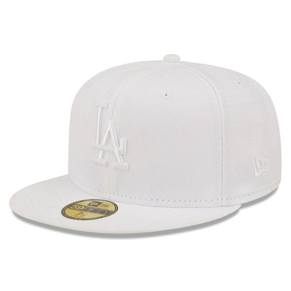 ニューエラ メンズ アクセサリー 帽子 Mens New Era Los Angeles Dodgers White on White 59FIFTY Fitted Hat White ホワイト