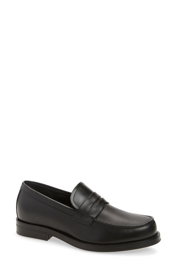 ボス メンズ シューズ レザー ローファー BOSS Dresletic Leather Penny Loafer Black ブラック