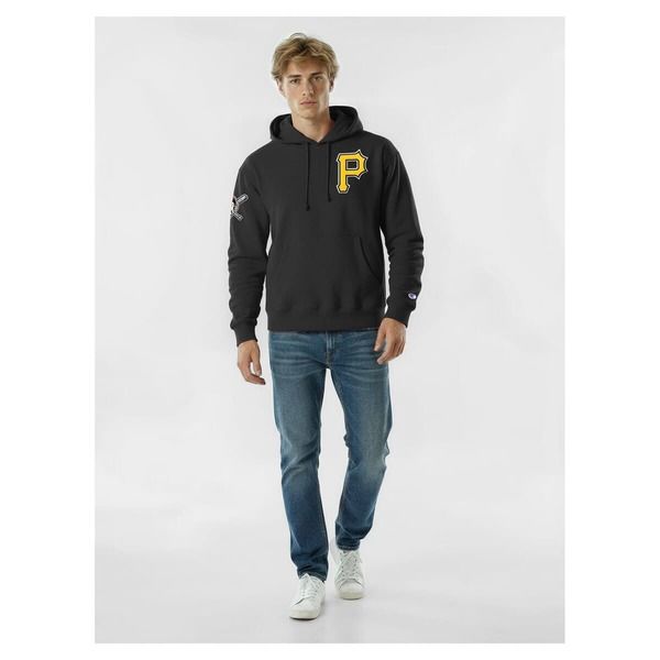 チャンピオン メンズ アウター パーカー・スウェット Mens Champion Black Pittsburgh Pirates Reverse Weave Chenille Hoodie Black ブラック