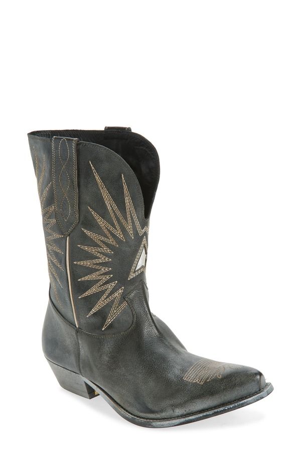 ゴールデングース メンズ シューズ ブーツ・レインブーツ Golden Goose Wish Star Short Western Boot Black Ecru Silver エクリュ