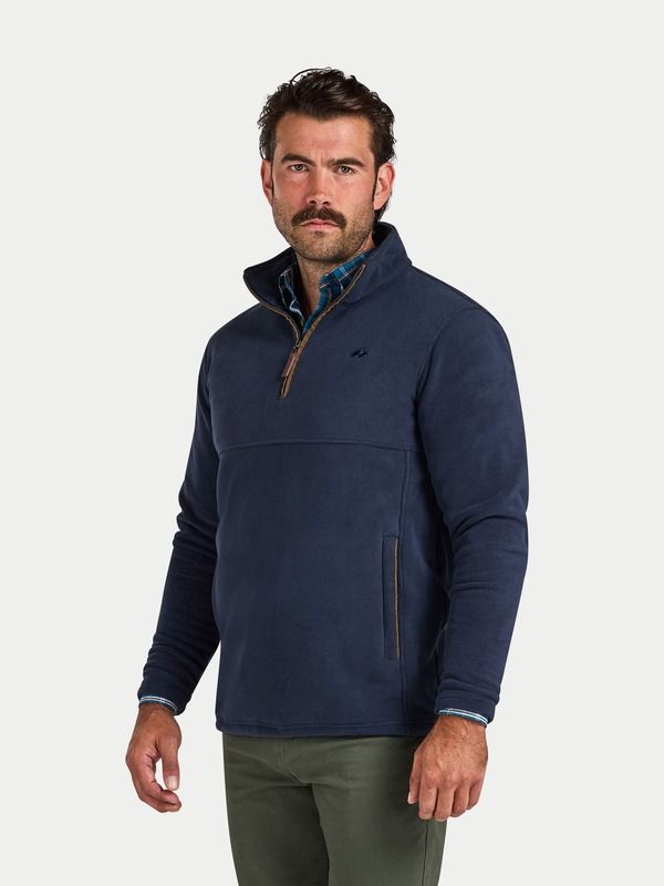 ライジングブル メンズ アウター パーカー・スウェット ハーフジップ シャツ フリース Raging Bull Quarter Zip Fleece Sweatshirt Navy ネイビー