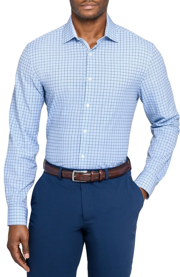 ダブリューアールケー メンズ トップス シャツ スリムフィット WRK Slim Fit Light Blue Check Performance Dresshirt White Blue ホワイト