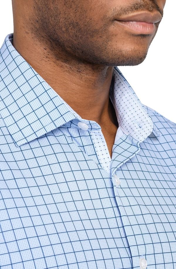 ダブリューアールケー メンズ トップス シャツ スリムフィット WRK Slim Fit Light Blue Check Performance Dresshirt White Blue ホワイト