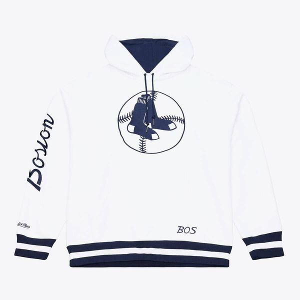 ミッチェルネス メンズ アウター パーカー・スウェット フリース Mens Mitchell Ness White Boston Red Sox Cooperstown Collection Fleece Hoodie White ホワイト