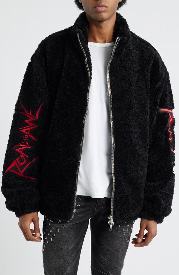 アールティーエー メンズ アウター ジャケット・ブルゾン RtA Kye Venom Oversize Faux Shearling Jacket Black Venom ブラック