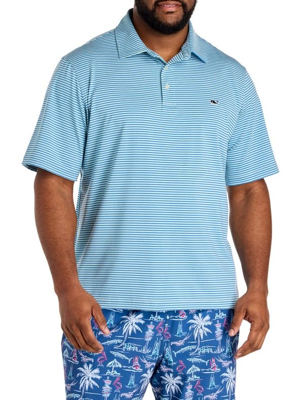 ヴァインヤードヴァインズ メンズ トップス ポロシャツ トール vineyard vines Big Tall Bradley Stripe Sankaty Performance Polo Shirt Aqua Haze Tide Blue ブルー