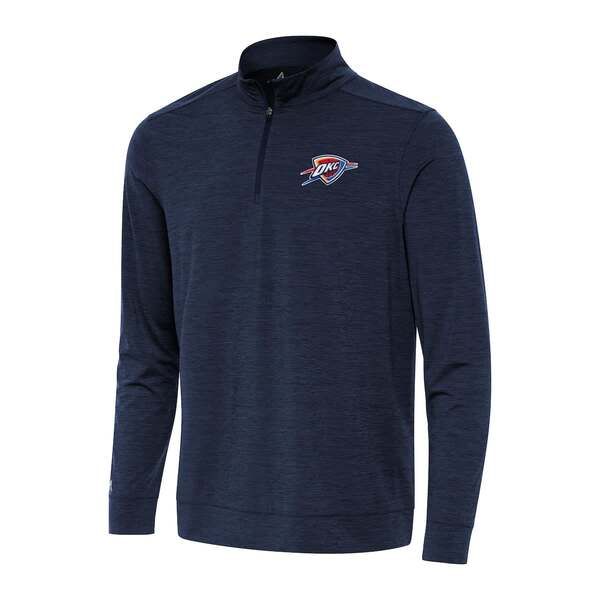 アンティグア メンズ アウター ジャケット・ブルゾン Mens Antigua Heather Navy Oklahoma City Thunder Bright QuarterZip Top Heather Navy ヘザー