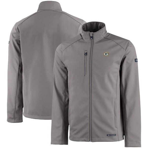 カッターアンドバック メンズ アウター ジャケット・ブルゾン Mens Cutter Buck Gray Green Bay Packers Evokeco Softshell Recycled FullZip Jacket Gray グレー