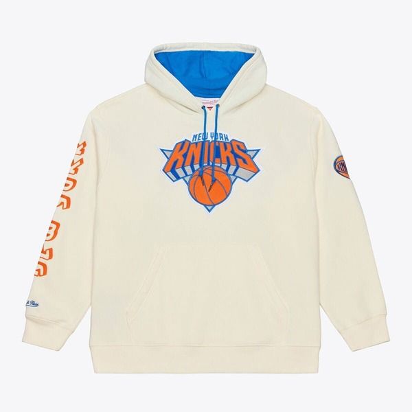 ミッチェルネス メンズ アウター パーカー・スウェット フリース Mens Mitchell Ness Cream New Yorknicks Hardwood Classics Chainstitch Premium Fleece Hoodie Cream