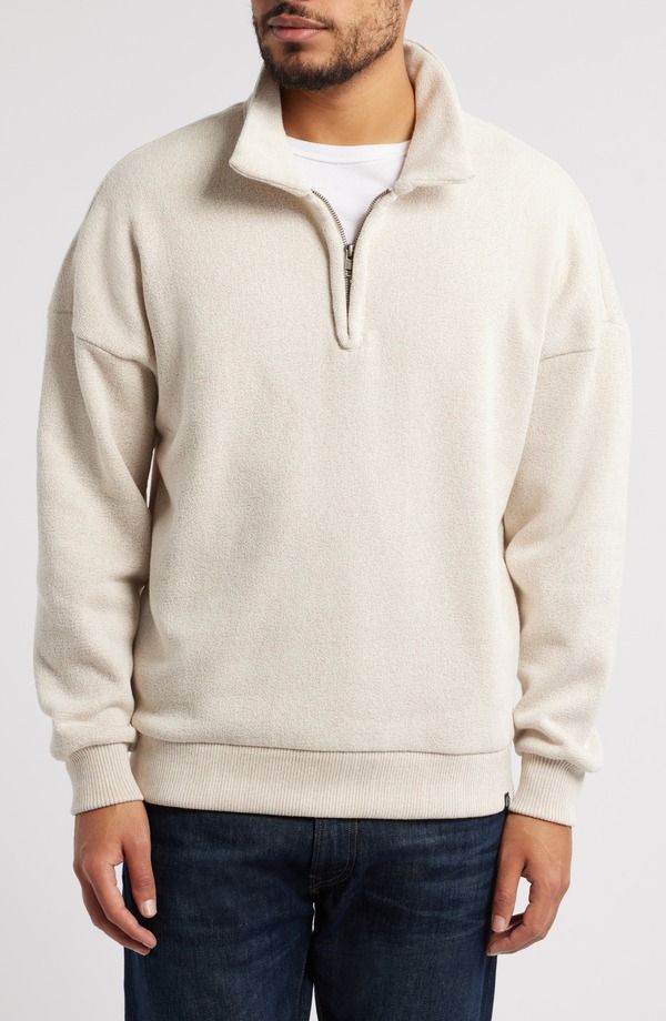 スレッズ・フォー・ソート メンズ アウター パーカー・スウェット ハーフジップ フリース Threads 4 Thought Gabe Oversize Fleece Quarter Zipullover Bone