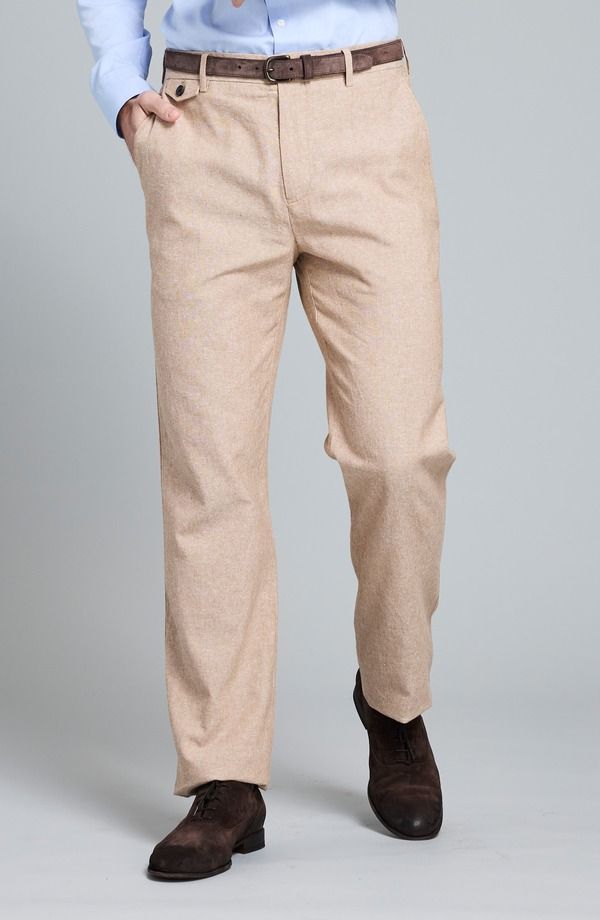 ビリーレイド メンズ ボトムス カジュアルパンツ コットン リネン Billy Reid Flat Front Linen Cotton Pants British Khaki カーキ