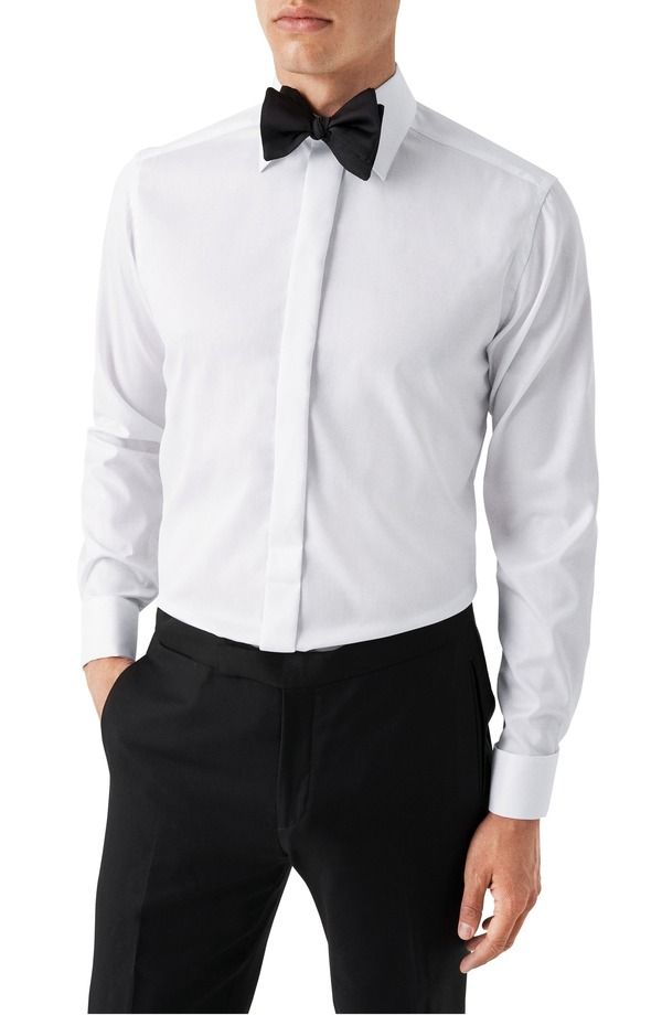 エトン メンズ トップス シャツ Eton Contemporary Fit White Fly Frontuxedo Shirt White ホワイト
