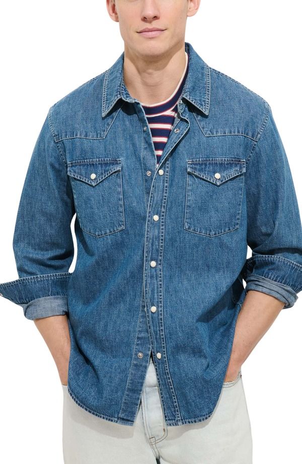 アレックスミル メンズ トップス シャツ デニム Alex Mill Jackson Denim Western SnapUp Shirt Vintage Wash デニム