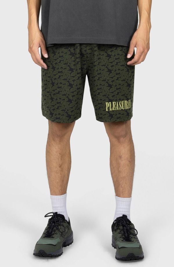 プレジャーズ メンズ ボトムス ハーフパンツ・ショーツ ショートパンツ PLEASURES Leaf Jacquard Shorts Dark Olive オリーブ
