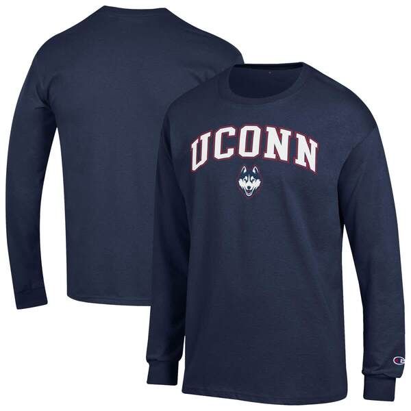 チャンピオン メンズ トップス Tシャツ ロゴ MensChampionavy UConn Huskies Arch Over Logo Long Sleeve TShirt Navy ネイビー