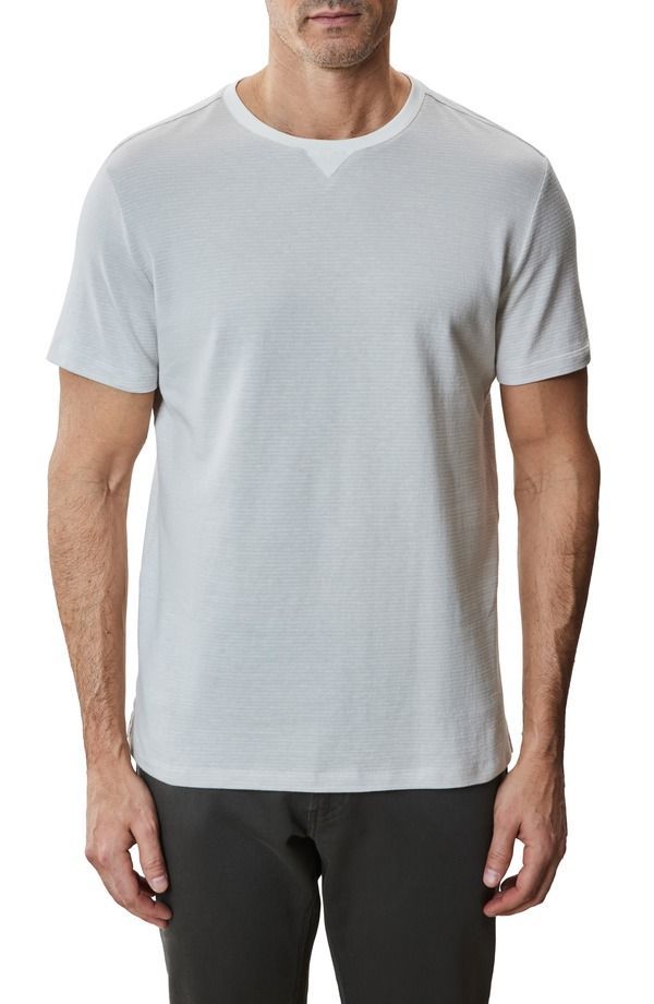 ロバートバラケット メンズ トップス Tシャツ Robert Barakett Fitch Feeder Stripe Rib Trim TShirt Light Grey グレー