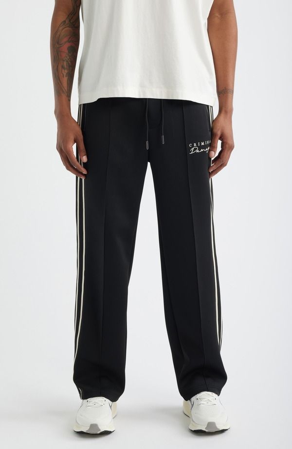 クリミナルダメージ メンズ ボトムス カジュアルパンツ トラックパンツ 刺繍 CRIMINAL DAMAGE Dragon Embroidered Track Pants Black Ecru エクリュ