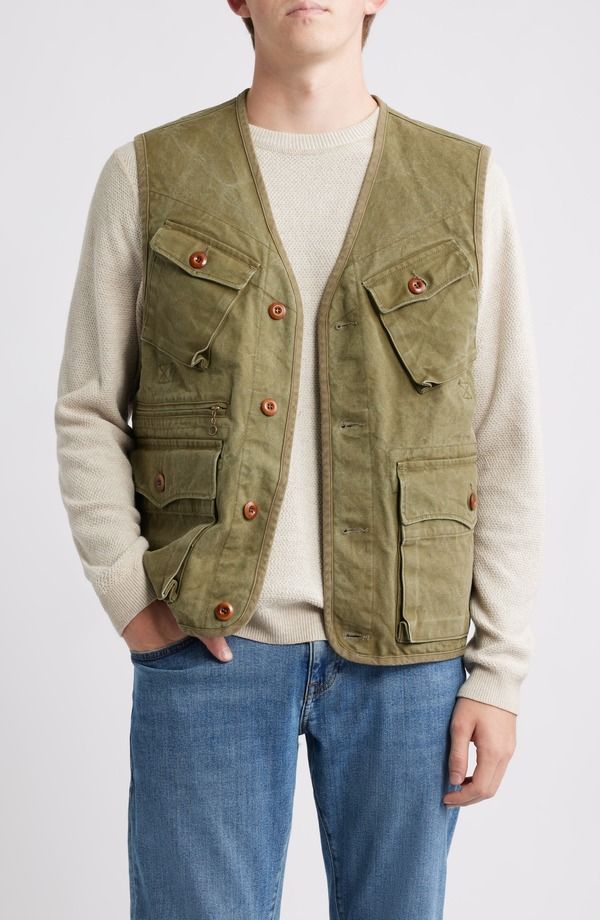 ショット ニューヨーク メンズ アウター ベスト コットン Schott NYC Stonewashed Compound Cotton Vest Olive オリーブ