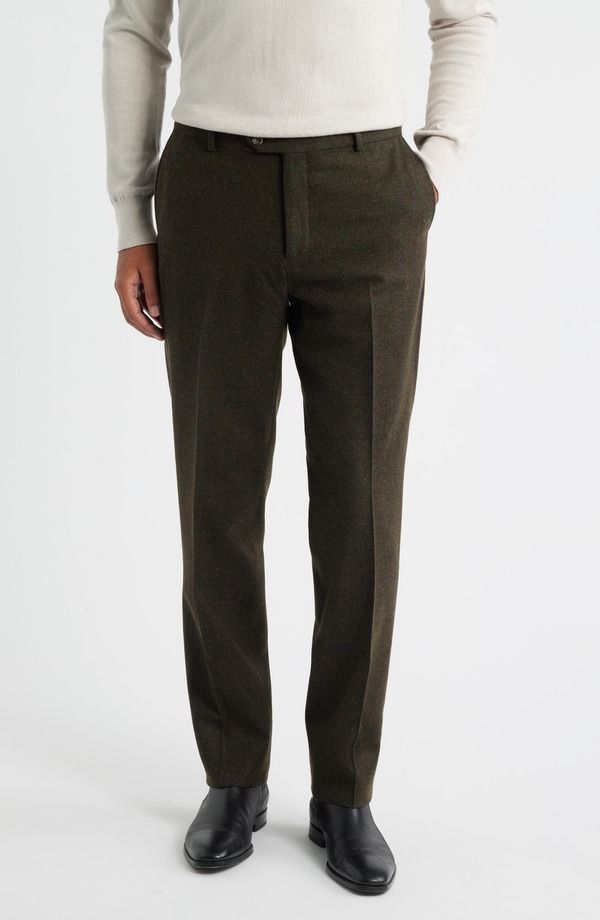 ベール メンズ ボトムス カジュアルパンツ ウール ツイード Berle Lambswool Cashmere Donegal Tweedress Pants Olive オリーブ