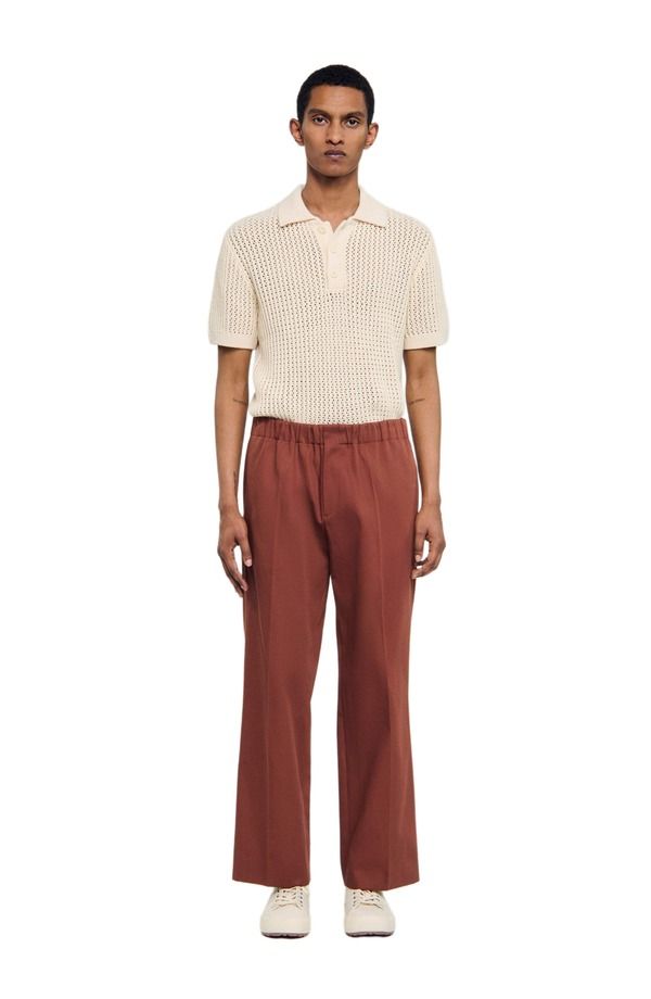 サンドロ メンズ ボトムス カジュアルパンツ コットン SANDRO Elasticated wideleg cotton trousers Terra
