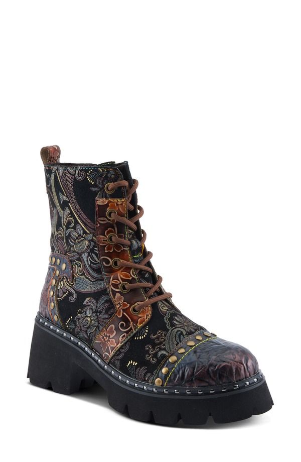 スプリングステップ レディース シューズ ブーツ・レインブーツ LArtiste by Spring Step Severity Combat Boot Brown Multi ブラウン