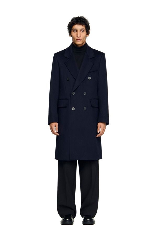 サンドロ メンズ アウター ジャケット・ブルゾン ウール コート SANDRO Doublebreasted wool coat Navy Blue ネイビー 145,900円