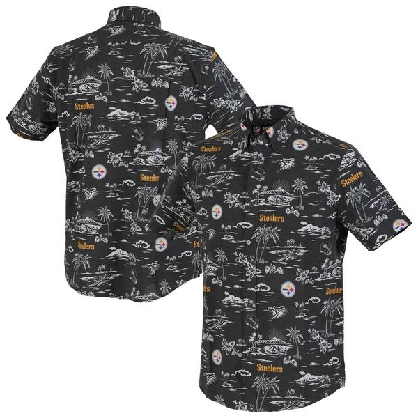 レインスプーナー メンズ トップス シャツ ダウン Mens Reyn Spooner Black Pittsburgh Steelers Kekai Performance ButtonDown Shirt Black ブラック