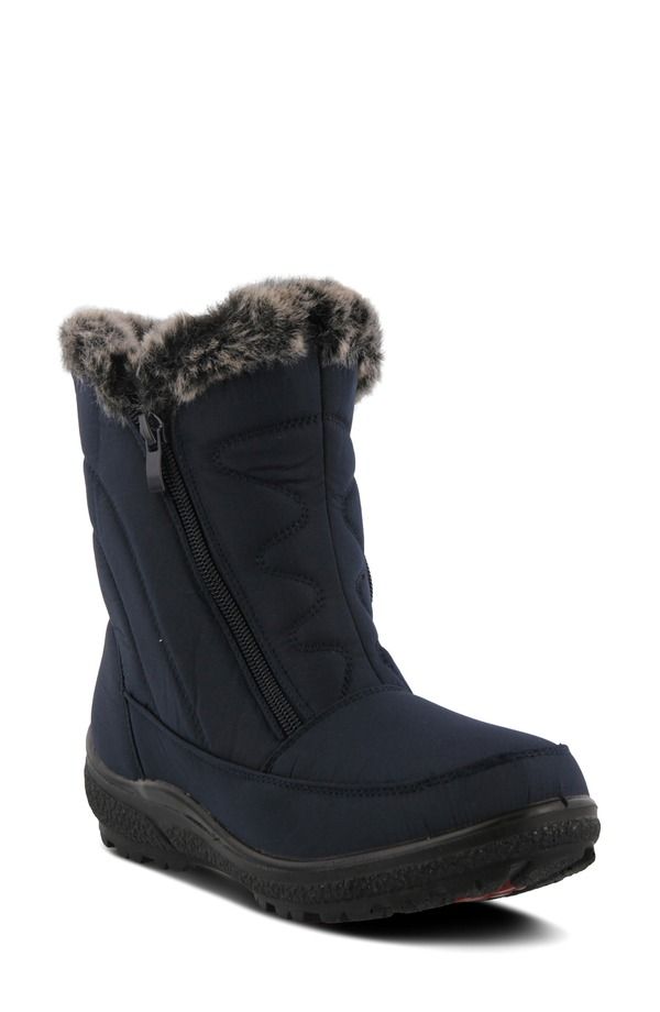 フレクサス レディース シューズ ブーツ・レインブーツ Flexus by Spring Stepersenia Waterproof Winter Boot Navy Faux Fur ネイビー