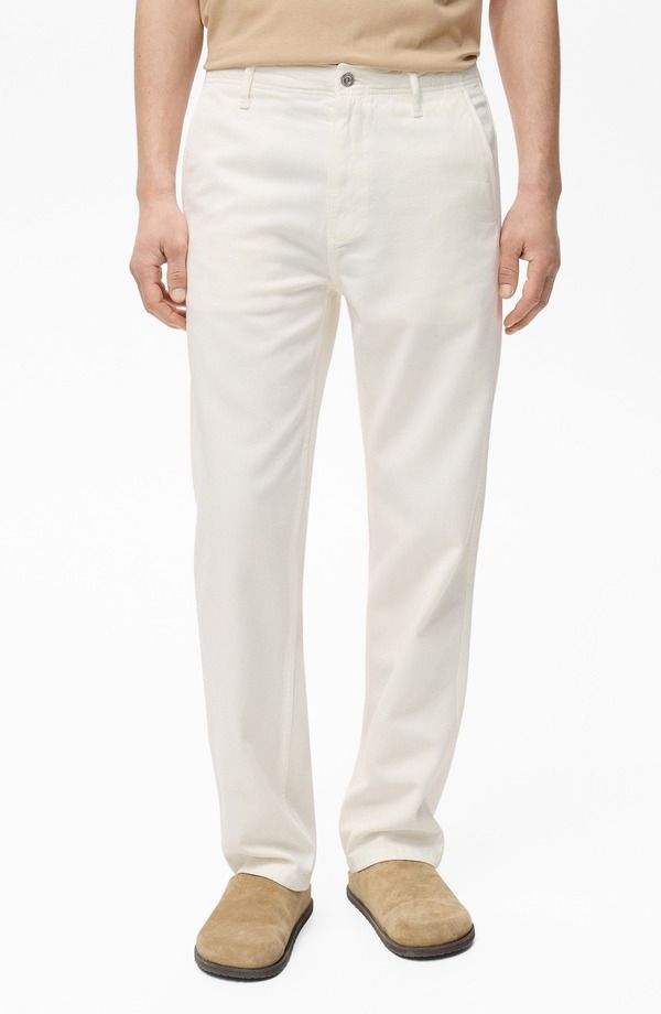 マンゴ メンズ ボトムス デニムパンツ ストレート ジーンズ MANGO Slant Pocket Straight Leg Jeans Off White オフホワイト