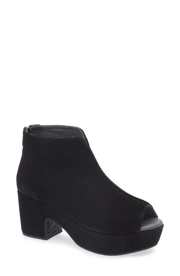 ショコラブルー レディース シューズ ブーツ・レインブーツ プラットフォーム Chocolat Blu Gabe Open Toe Platform Bootie Black Suede ブラック