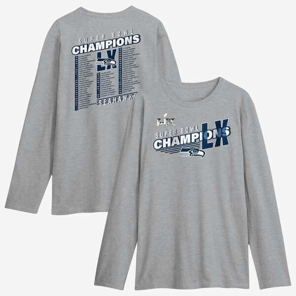 ファナティクス メンズ トップス Tシャツ Mens Fanaticsteel Seattle Seahawksuper BowlX Champions Besteammates Roster Long Sleeve TShirt Steel