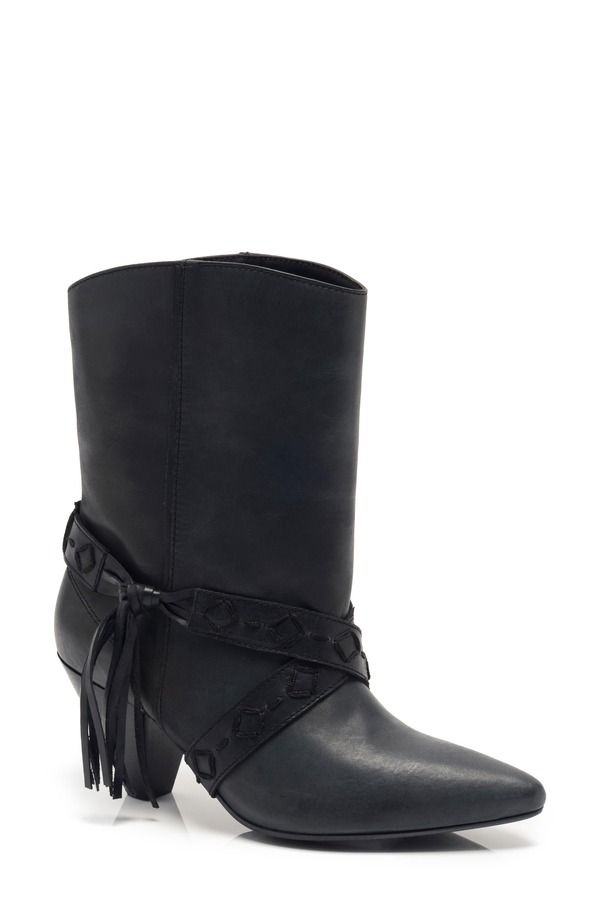 フリーピープル レディース シューズ ブーツ・レインブーツ Free People Bronte Belt Wrapped Western Boot Faded Black Leather ブラック