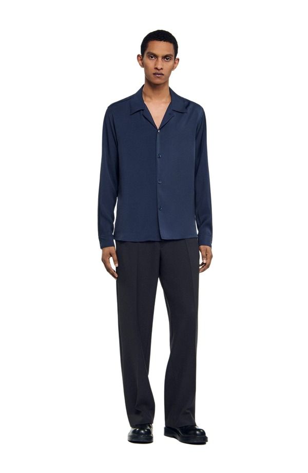 サンドロ メンズ トップス シャツ SANDRO Floaty shirt Navy Blue ネイビー