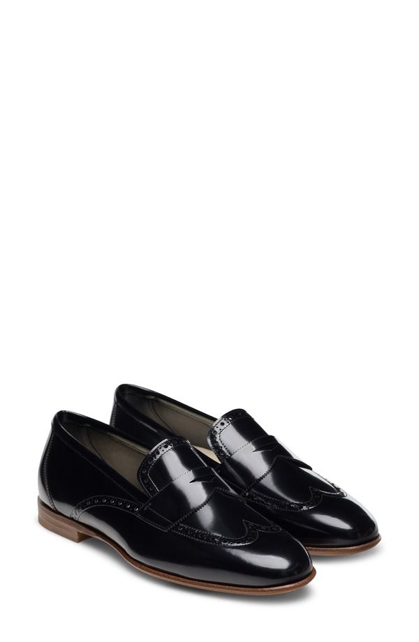マグナーニ レディース シューズ スリッポン・ローファー ウィングチップ Magnanni Cassandra Wingtipenny Loafer Black ブラック