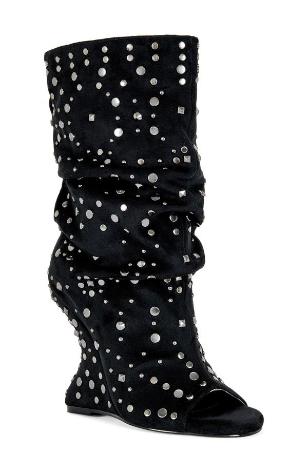 アザレア ワン レディース シューズ ブーツ・レインブーツ AZALEA WANG Naomani Studded Wedge Bootie Denim デニム