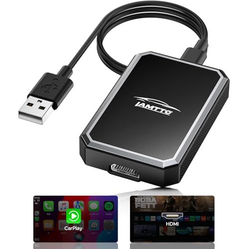 LAMTTO ワイヤレス CarPlay アダプター (兼用テレビスティック) wireless カープレイ無線化 純正有線CarPlay対応車専用 プラグ&プレイ 2 in 1 HDMI アダプター スマホと接続後タイムカーナビ機能 iOS e886bd92