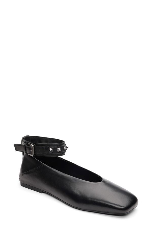 アッシュ レディース シューズ パンプス アンクル Ash Bestudded Ankle Strap Flat Black ブラック