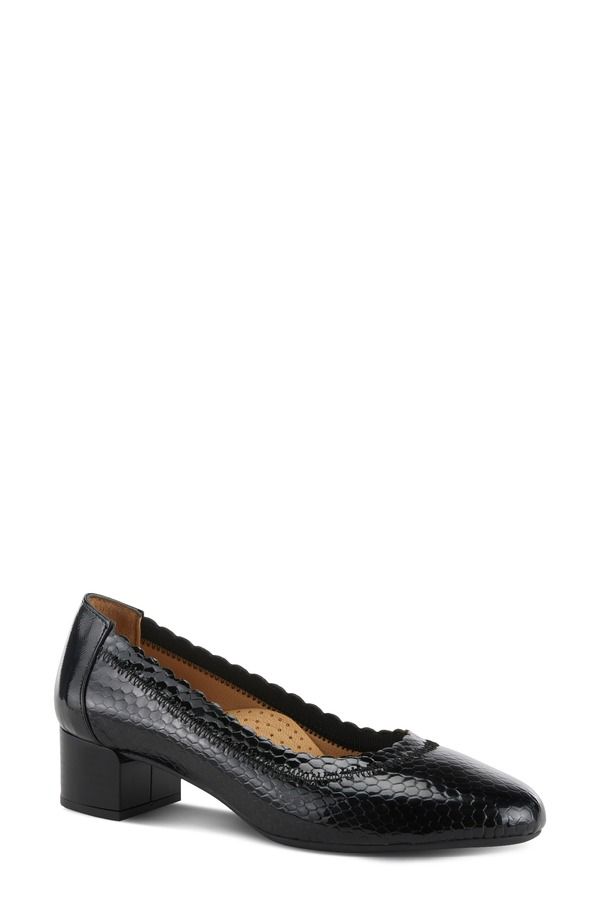 スプリングステップ レディース シューズ ヒール Spring Step Ahmeria Snakeskin Embossed Pump Black Patent ブラック