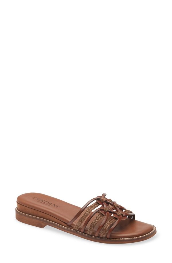 コルダーニ レディース シューズ ヒール サンダル レース レザー Cordani Hollace Leather Raffia Slide Sandal Cuoio Leather