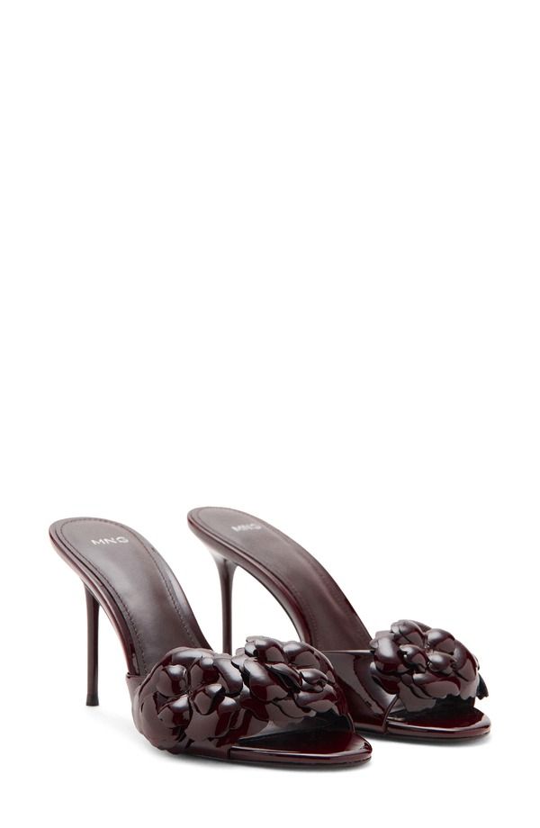 マンゴ レディース シューズ ヒール サンダル MANGO Flora Petalslide Sandal Dark Brown ブラウン