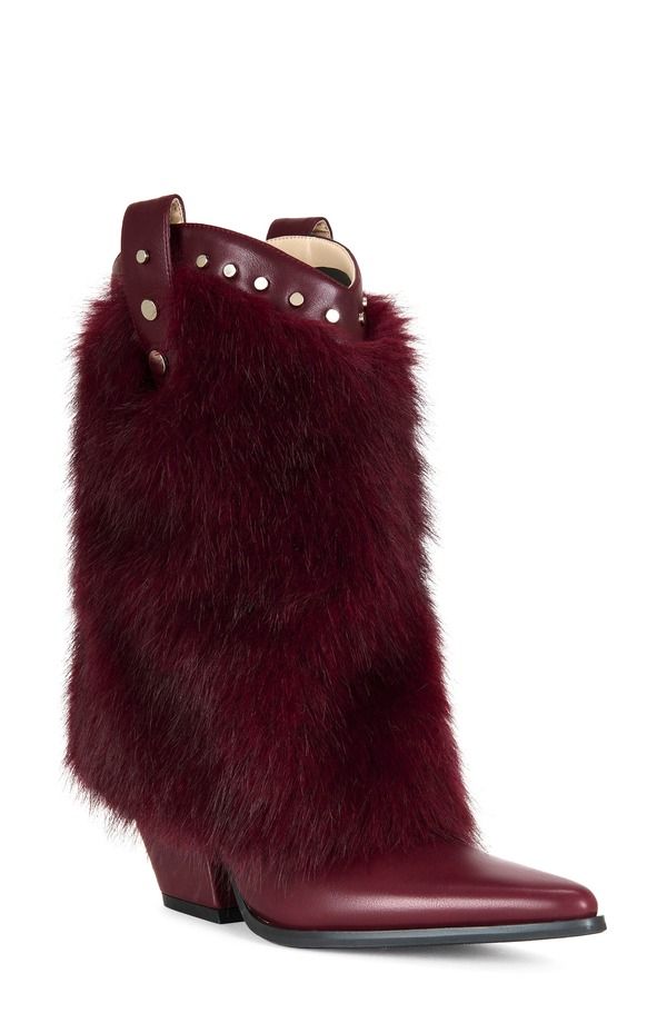 アザレア ワン レディース シューズ ブーツ・レインブーツ AZALEA WANG Violetta Faux Fur Western Bootie Burgundy バーガンディ 26,460円
