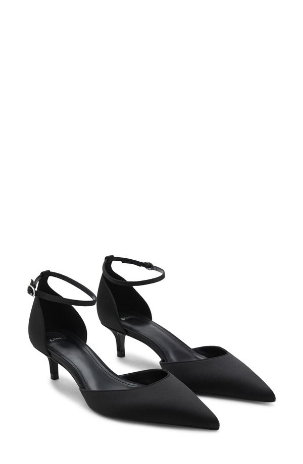 マンゴ レディース シューズ ヒール アンクル MANGO Ankle Strapointed Toe Kitten Heel Pump Black ブラック 18,346円