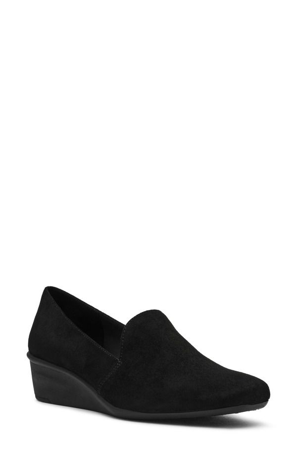 アンクライン レディース シューズ ヒール Anne Klein Wendell Wedge Pump Black Suede ブラック
