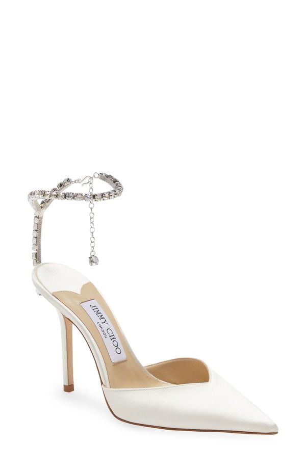 ジミーチュー レディース シューズ パンプス アンクル Jimmy Choo Saeda Crystal Ankle Strapointed Toe Pump Ivory Crystal アイボリー